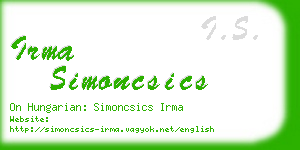 irma simoncsics business card